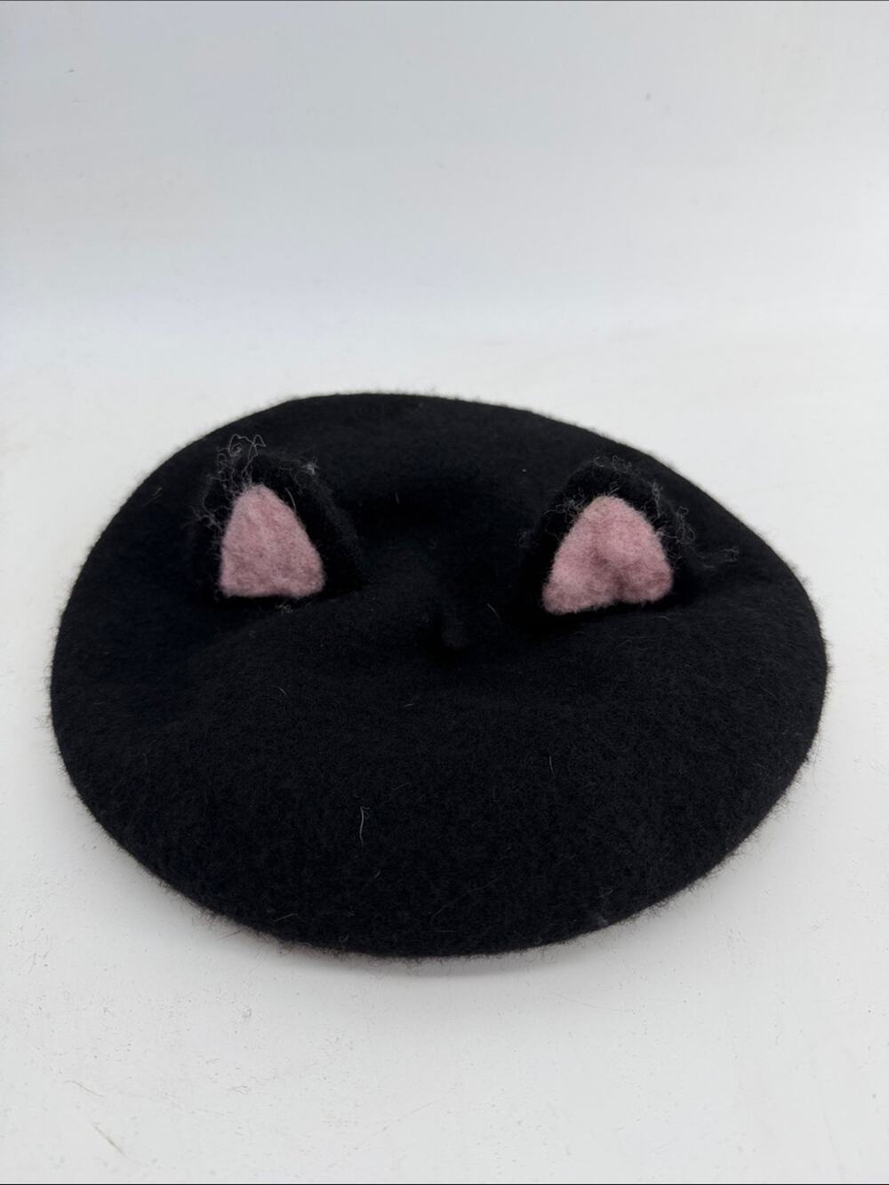 I Love Plum wool blend cat kitty ear beret hat